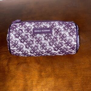 Merle Norman Purple Bow Tie Zippered Make Up Travel Bag